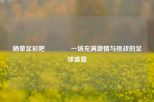 晒单足彩吧👍一场充满激情与挑战的足球盛宴