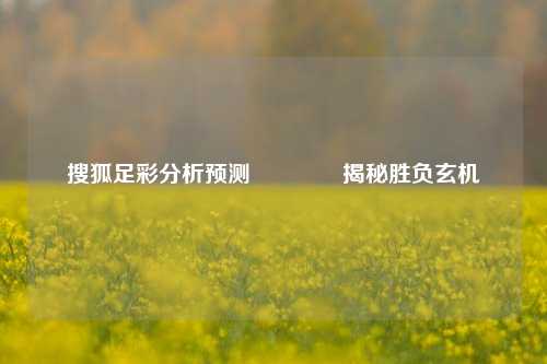 搜狐足彩分析预测👍揭秘胜负玄机