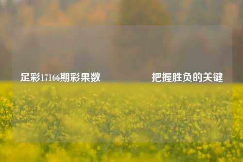 足彩17166期彩果数🎖️把握胜负的关键