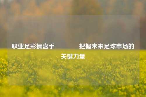 职业足彩操盘手🥈把握未来足球市场的关键力量
