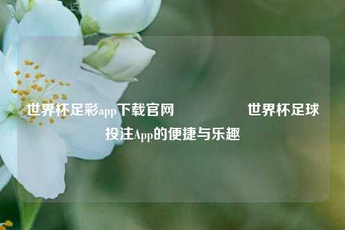 世界杯足彩app下载官网🎖️世界杯足球投注App的便捷与乐趣