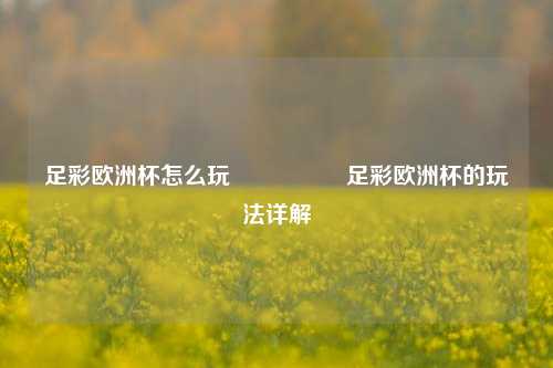 足彩欧洲杯怎么玩🎖️足彩欧洲杯的玩法详解