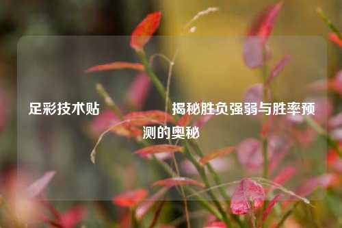 足彩技术贴🎖️揭秘胜负强弱与胜率预测的奥秘