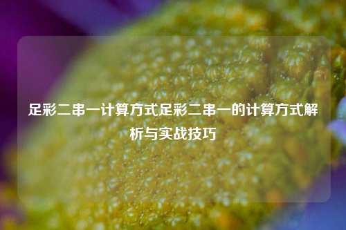 足彩二串一计算方式足彩二串一的计算方式解析与实战技巧