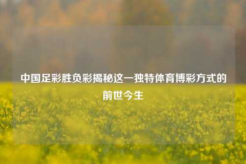 中国足彩胜负彩揭秘这一独特体育博彩方式的前世今生