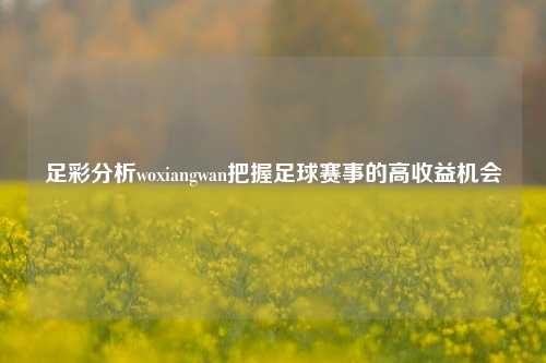 足彩分析woxiangwan把握足球赛事的高收益机会