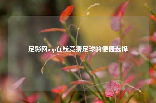足彩网app在线竞猜足球的便捷选择
