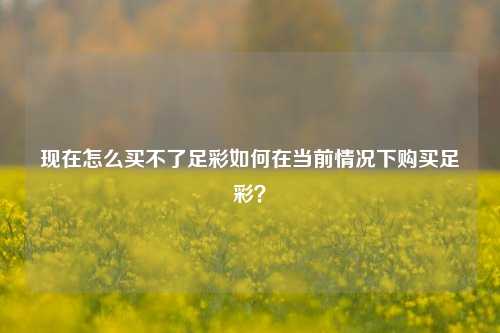 现在怎么买不了足彩如何在当前情况下购买足彩？