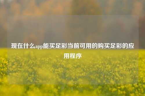 现在什么app能买足彩当前可用的购买足彩的应用程序
