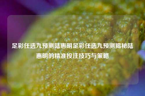 足彩任选九预测陆惠明足彩任选九预测揭秘陆惠明的精准投注技巧与策略