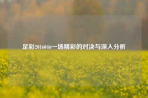 足彩2016046一场精彩的对决与深入分析