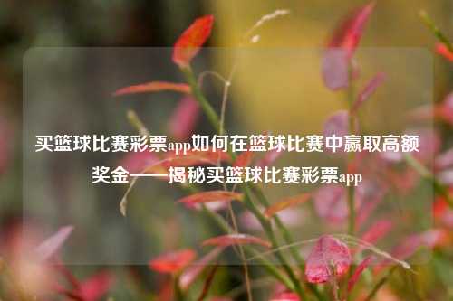 买篮球比赛彩票app如何在篮球比赛中赢取高额奖金——揭秘买篮球比赛彩票app
