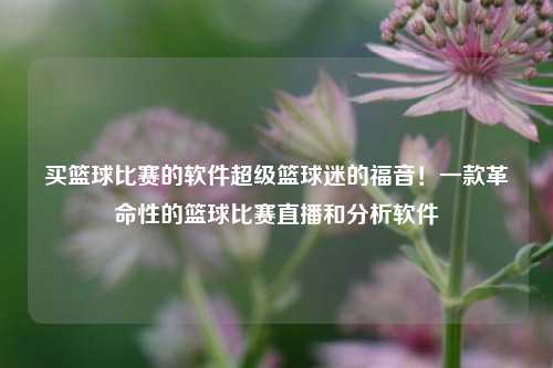 买篮球比赛的软件超级篮球迷的福音！一款革命性的篮球比赛直播和分析软件