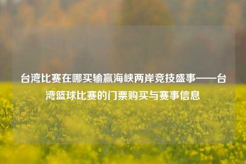 台湾比赛在哪买输赢海峡两岸竞技盛事——台湾篮球比赛的门票购买与赛事信息