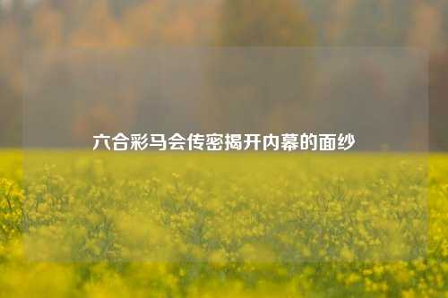 六合彩马会传密揭开内幕的面纱