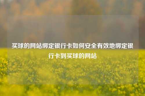 买球的网站绑定银行卡如何安全有效地绑定银行卡到买球的网站