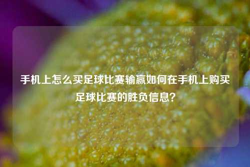 手机上怎么买足球比赛输赢如何在手机上购买足球比赛的胜负信息？
