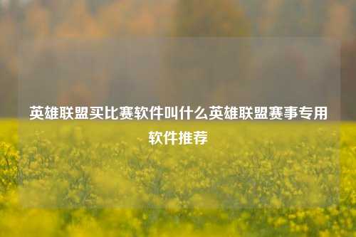 英雄联盟买比赛软件叫什么英雄联盟赛事专用软件推荐