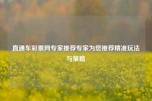 直通车彩票网专家推荐专家为您推荐精准玩法与策略