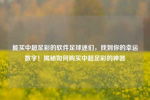能买中超足彩的软件足球迷们，找到你的幸运数字！揭秘如何购买中超足彩的神器