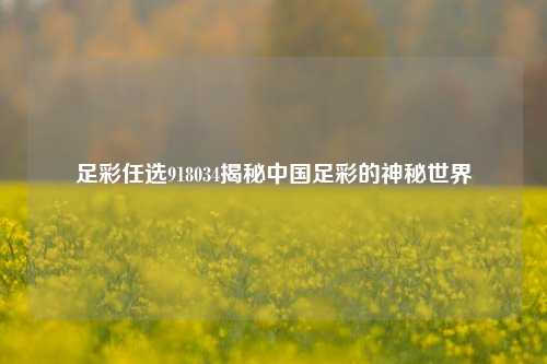足彩任选918034揭秘中国足彩的神秘世界