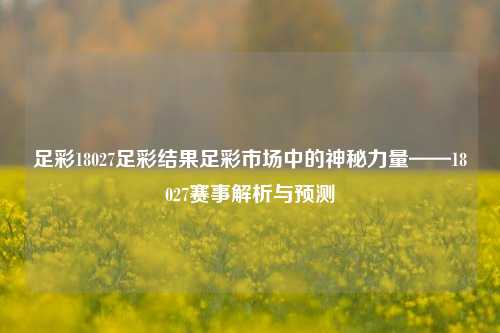 足彩18027足彩结果足彩市场中的神秘力量——18027赛事解析与预测