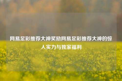 网易足彩推荐大神奖励网易足彩推荐大神的惊人实力与独家福利