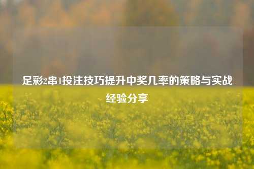 足彩2串1投注技巧提升中奖几率的策略与实战经验分享
